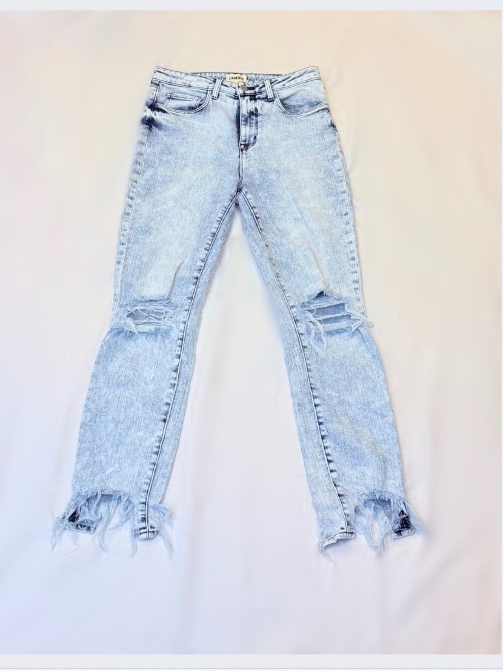 L'Agence High Line Skinny High Rise Jeans Calypso Destruct Size 28